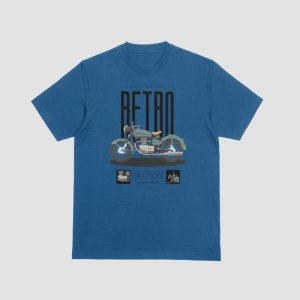 “Army Blue Retro Motorcycle Graphic Tee”