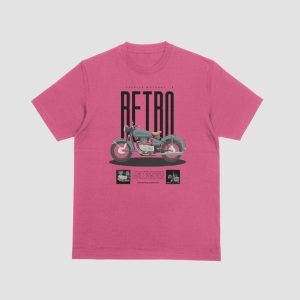 Peach Pink Retro Motorcycle Graphic Tee
