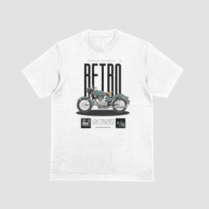 Retro Motorcycle Graphic Tee – White